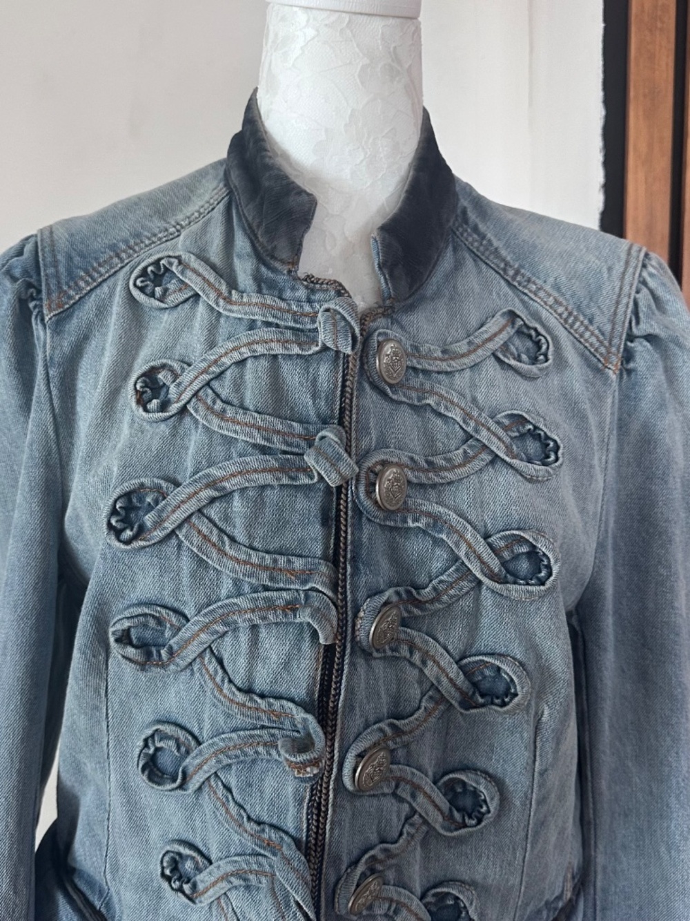 Free People denim military jacket - Picture 2 of 5